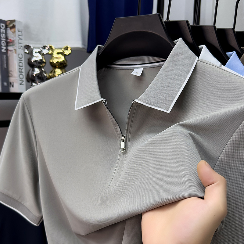 26夏季男士polo衫短袖新款冰丝透气商务休闲翻领商务上衣男