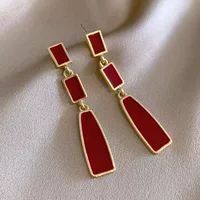 Retro red festive earrings, simple and elegant design