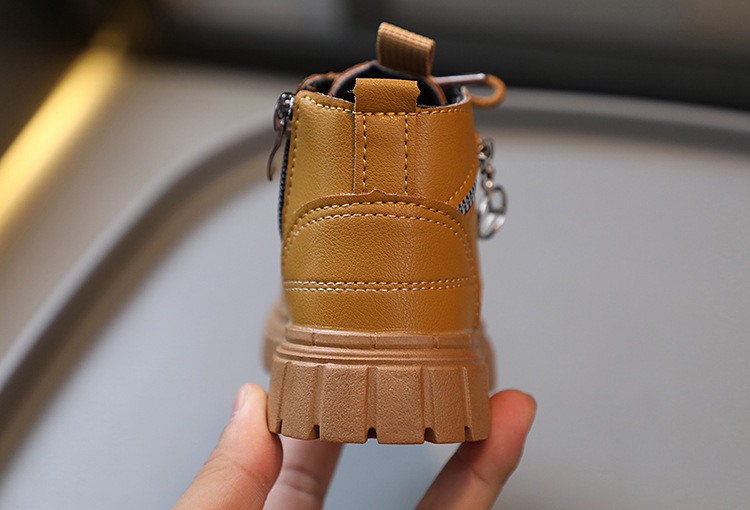 Chaussures Martin pour enfants, nouvelle collection printemps et automne pour bébés garçons, haut en cuir, fermeture éclair latérale courte, petites bottes jaunes pour filles_voghion.com