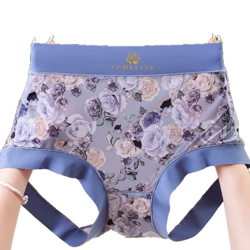夏季新款大码冰丝三角内裤女胖mm160斤加肥高腰碎花女士内裤批发|undefined