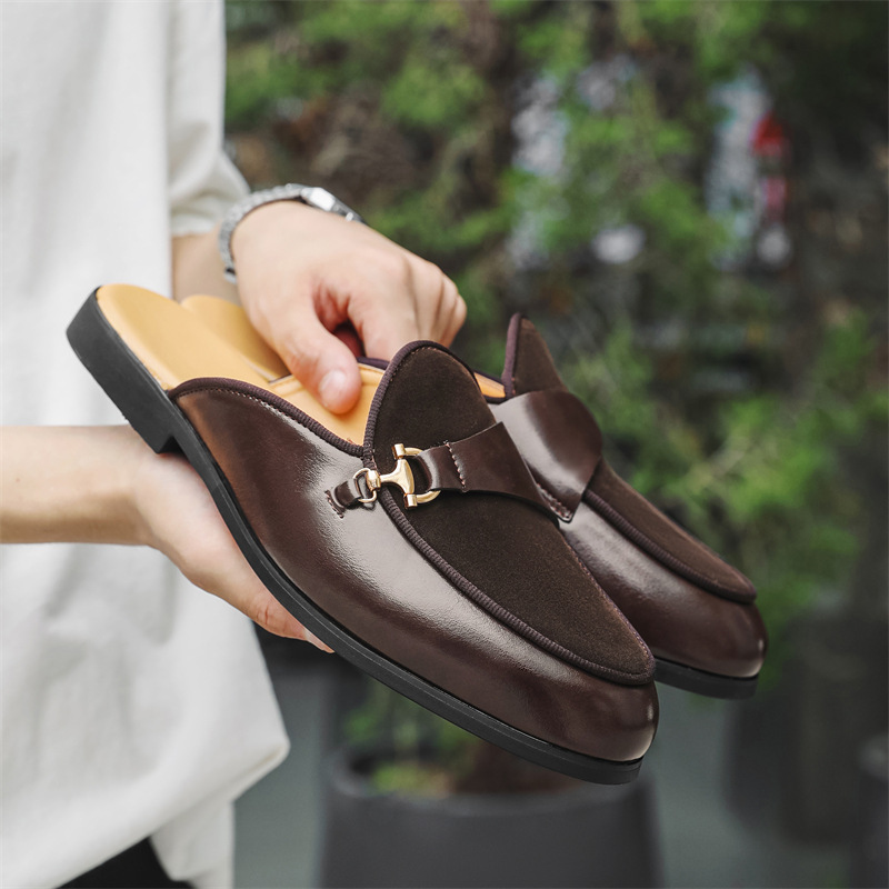 Kişi dəri ayaqqabısı, yaylıq üçün nəfəs alan slip-on, böyük ölçü