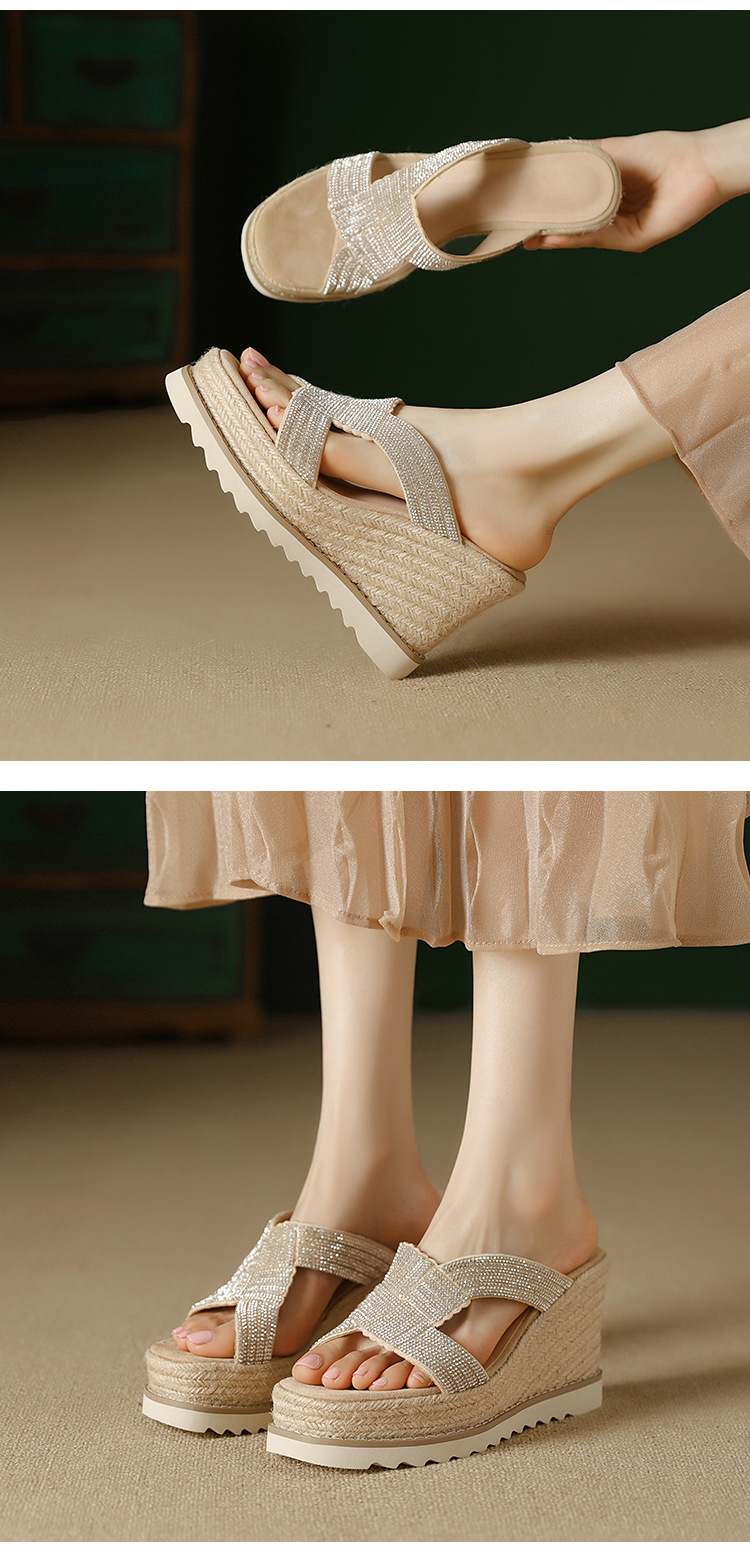 Sandal cao gót nữ hở mũi gót xuồng 10cm đính đá — màu hồng, màu mơ chi tiết 5