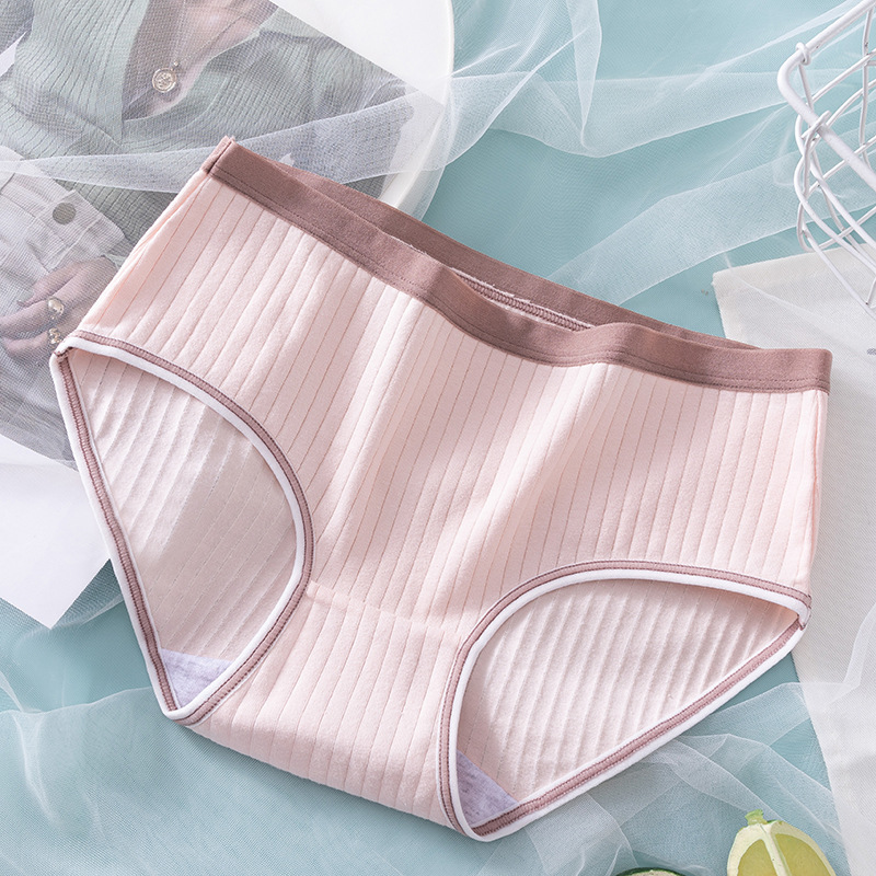 Japonés simple Niñas Ropa interior primavera y verano delgada cintura media cadera algodón transpirable antibacteriano entrepierna ropa interior de mujer en stock