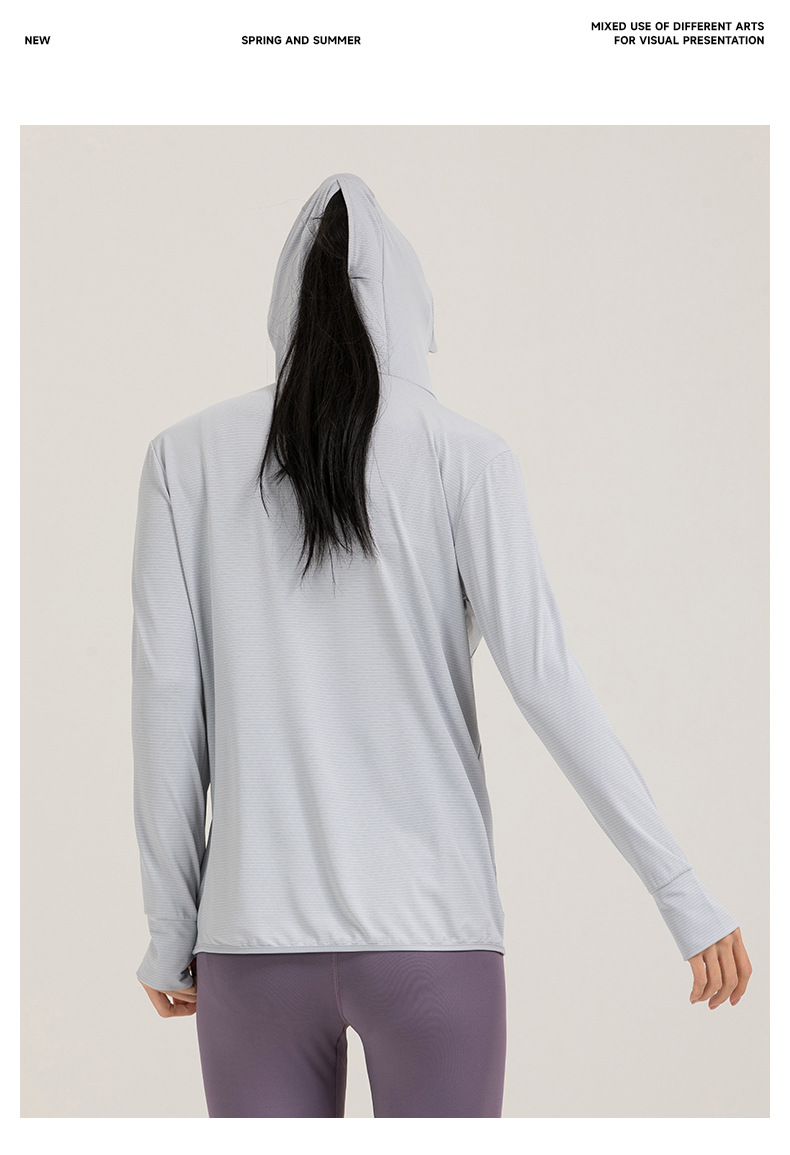 【中国直邮】奢笛熊 夏季原纱防紫外线户外骑行开车冰丝质感外套防晒服防晒衣   女款 远峰蓝 M