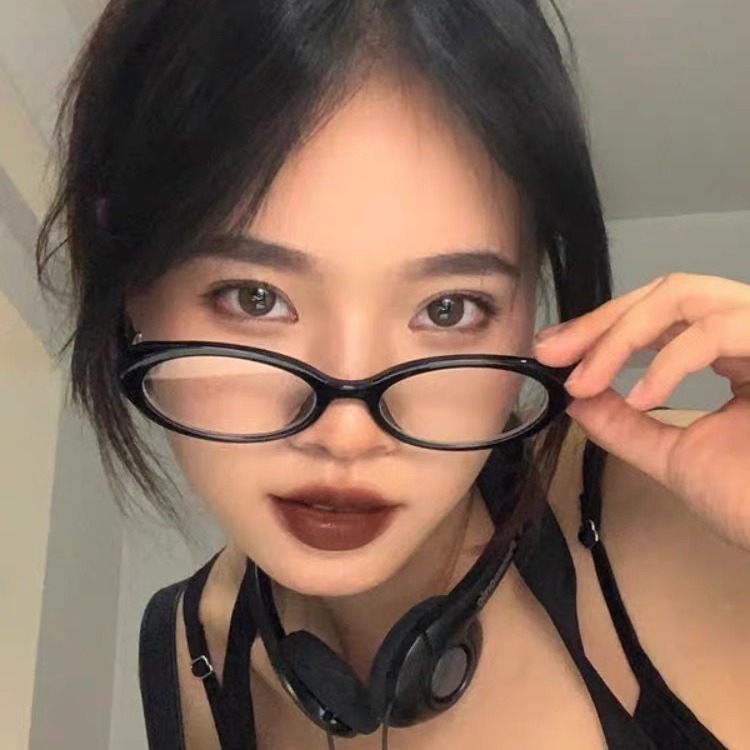 Versatile Minimalist Retro Eyeglass Frames, Social Media Influencers, Korean Style Blue Light Blocking Black Frame Glasses, Flat Lenses For_voghion.com