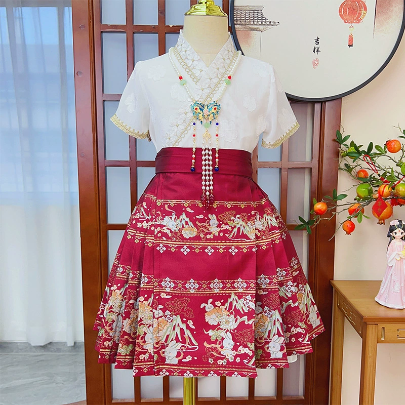 Children's summer suit, skirt, Hanfu, Chinese style