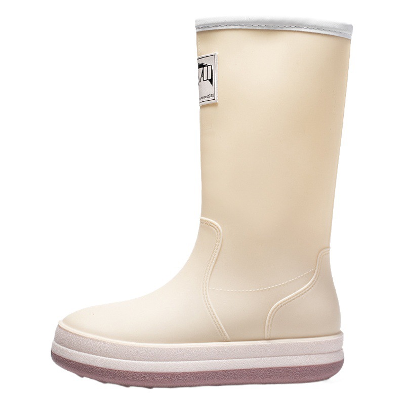 Nueva pareja de moda de alta Botas de lluvia de invierno de algodón acolchado cálido mujeres impermeables zapatos de goma de lluvia Zapatos de agua al aire libre de los hombres image 1
