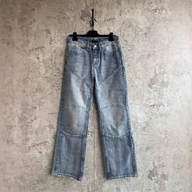 毒家版本现货高品质BL家新款破坏贴标牛仔长裤OS宽松版型男女同款