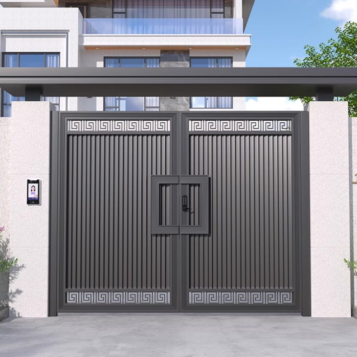 New Chinese-Style Aluminum Courtyard Gate, Entrance Door for Villa, Rural Yard, Commercial Entrance Door, Aluminum Alloy Door