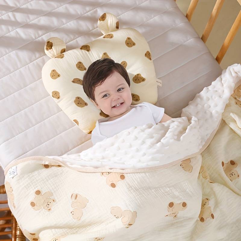 Almohada para bebé, protección para el cuello en forma de oso, almohada de fijación de cabeza anti-desviación, almohada para dormir para bebé, explosión transfronteriza de Amazon