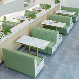Milk Tea Shop Table and Chair Combination Internet Celebrity Burger Dessert Snack Fast Food Cafe Commercial Catering Wall Booth Sofa