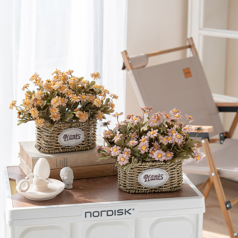 花籃玫瑰花假花仿真花擺設客廳花藝擺件餐桌花擺花綠植插花裝飾花