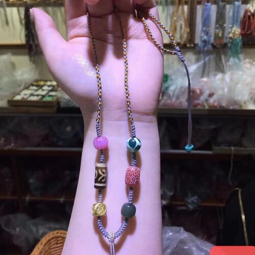 Wholesale Tibetan heavy industry hand-woven necklace rope beeswax and jade thangka universal pendant rope women's and men's jewelry rope
