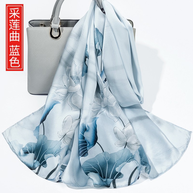 上海故事真丝丝巾女2023新款桑蚕丝围巾冬季送妈妈生日礼物送长辈