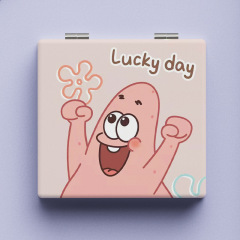 Wholesale Leather Vanity Mirror from Manufacturer, Simple and Fashionable Portable Small Mirror with Cartoon Cute Makeup Mirror PU Folding Mirror