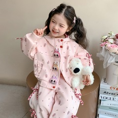 韩国女童满印卡通套装2025秋季新款两件套洋气校园网红休闲童装潮