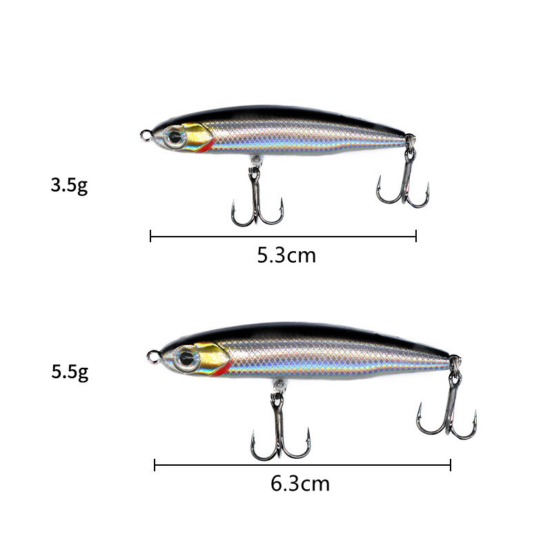 6 Colors Sinking Minnow Fishing Lures Hard Plastic Minnow Baits Bass Trout Fresh Water Fishing Lure