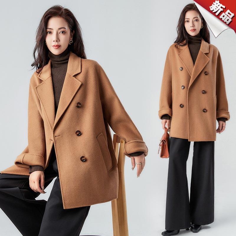 [Pure Wool Coat] 2025 New Autumn/Winter Suit Collar Double-Sided Wool Coat, Mid-Length Wool Jacket for Women