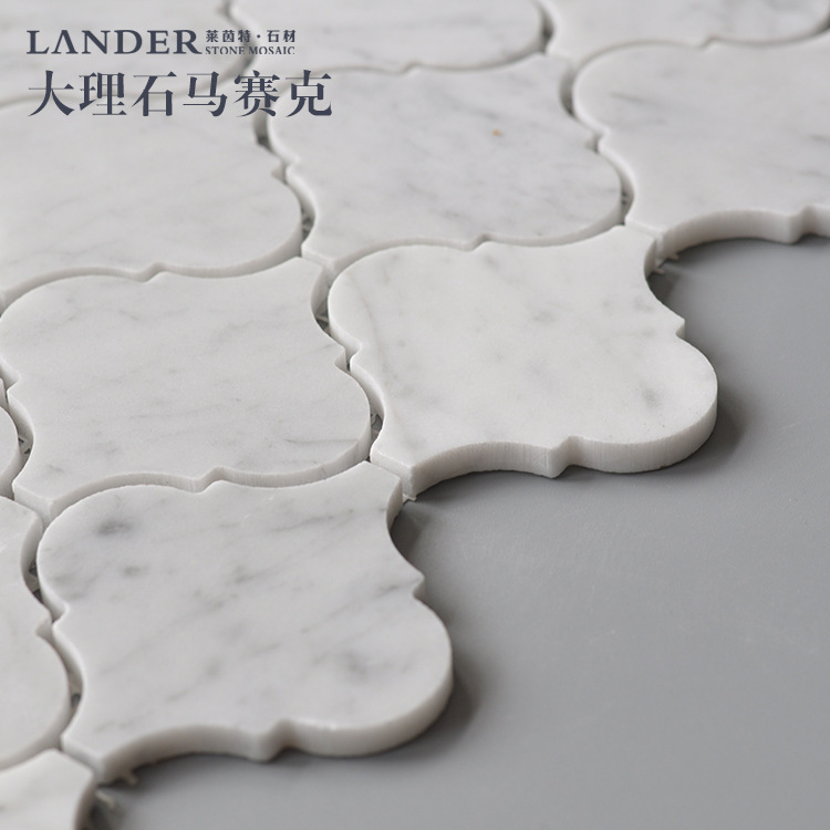 沃顿岩板工厂批发 大理石马赛克 天然石材背景墙 白色灯笼石材水