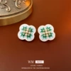 Earrings pearl, 38, flowered