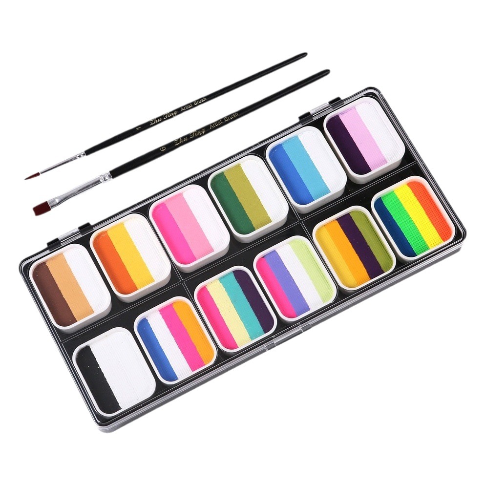 Venta caliente transfronteriza 12-color Arco Iris barra paleta cuerpo pintura lavable etapa maquillaje pintura crema