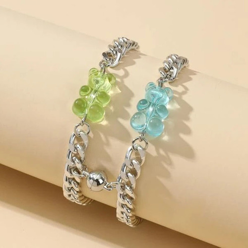 New Colorful Teddy Bear Couple's Bracelet, Heart-Seeking Fashion Couple's Bracelet, Magnetic Couple's Bracelet