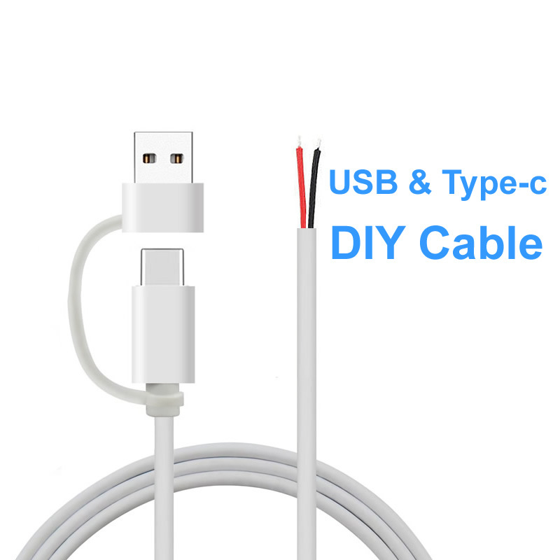USB和Type-C公转两芯线usb-c半成品线材延长线2芯充电线DIY维修2A