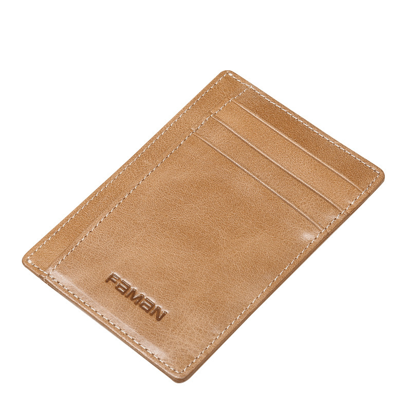 Bolsas de tarjetas de crédito de cuero para hombres, porta tarjetas bancarias de autobús, porta tarjetas de licencia de conducir mini compacta y ultra delgada