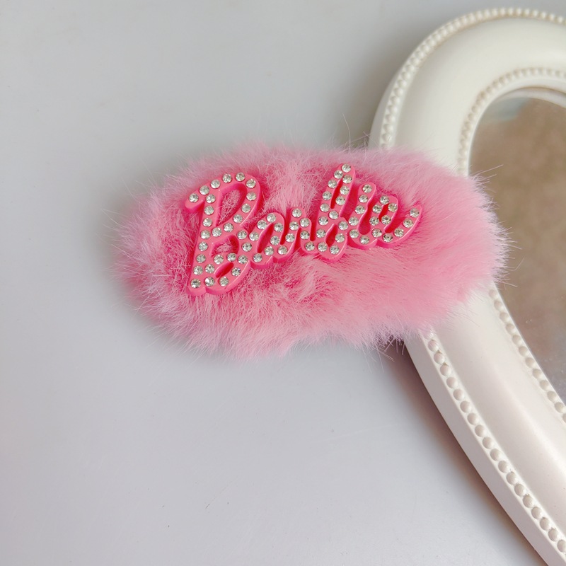 Nuevo Super flash rhinestone letra Rosa conejo pelo BB clip amor traje horquilla 2 una tarjeta Barbie carta accesorios para el pelo