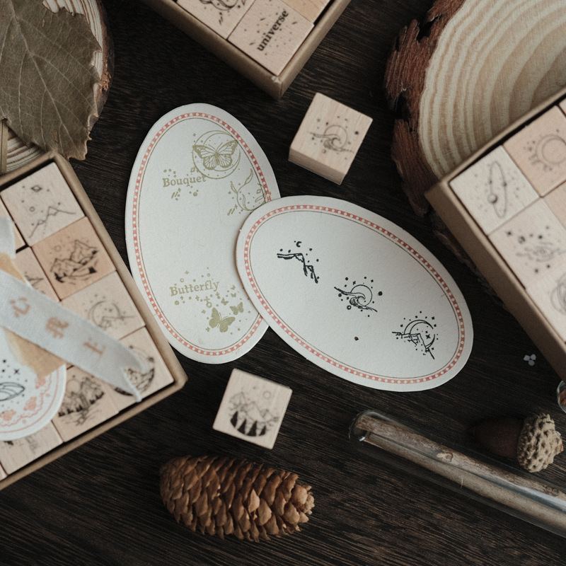 Mr. Paper sello de madera traje Luna y Sixpenny serie papelería Diario decoración DIY material impresión