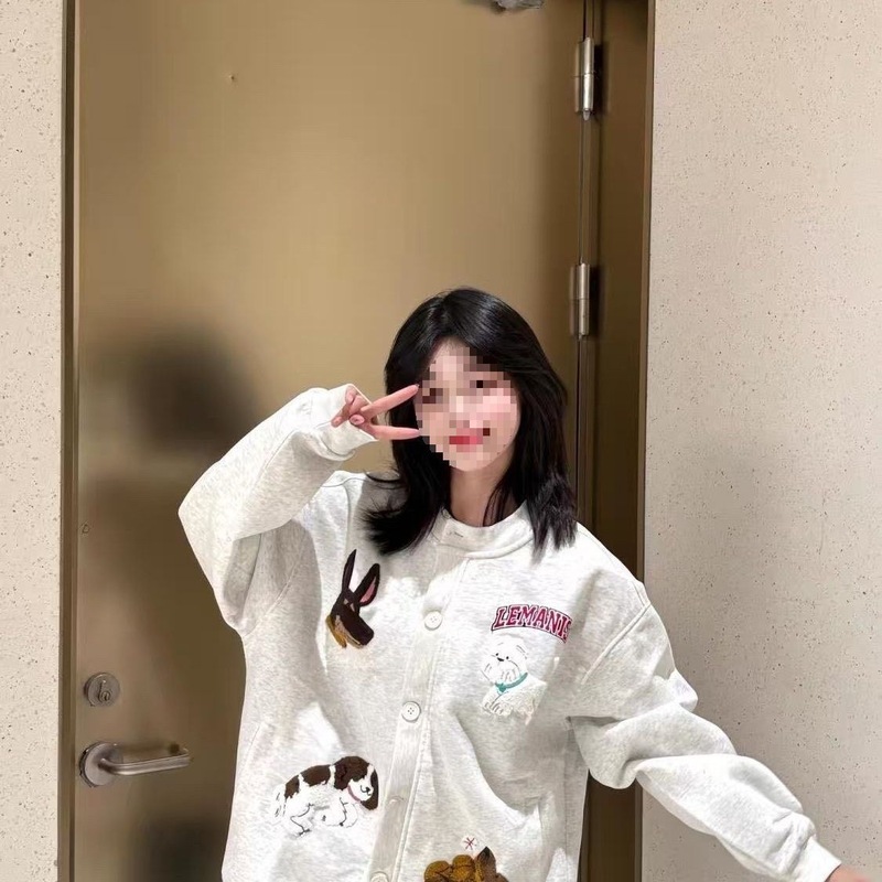 美式复古绣花棒球服开衫卫衣外套女春秋2025新款学生宽松慵懒上衣|undefined