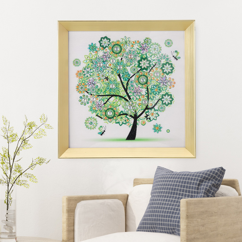 Pintura de diamantes 5D transfronteriza DIY, árbol de la fortuna de las cuatro estaciones, pintura decorativa hecha a mano, pintura para pegar, venta al por mayor personalizada