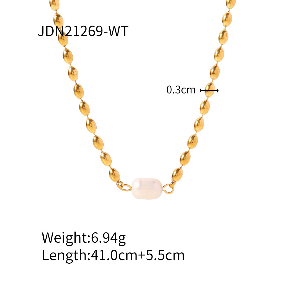 Fashion Geometric Stainless Steel Plating Pearl Necklace display picture 6