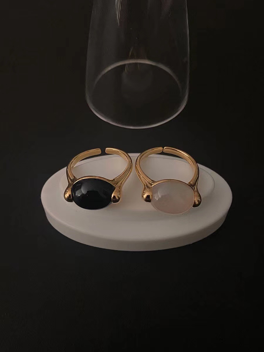 925 Sterling Silber Achat Oval Offener Ring display picture 1