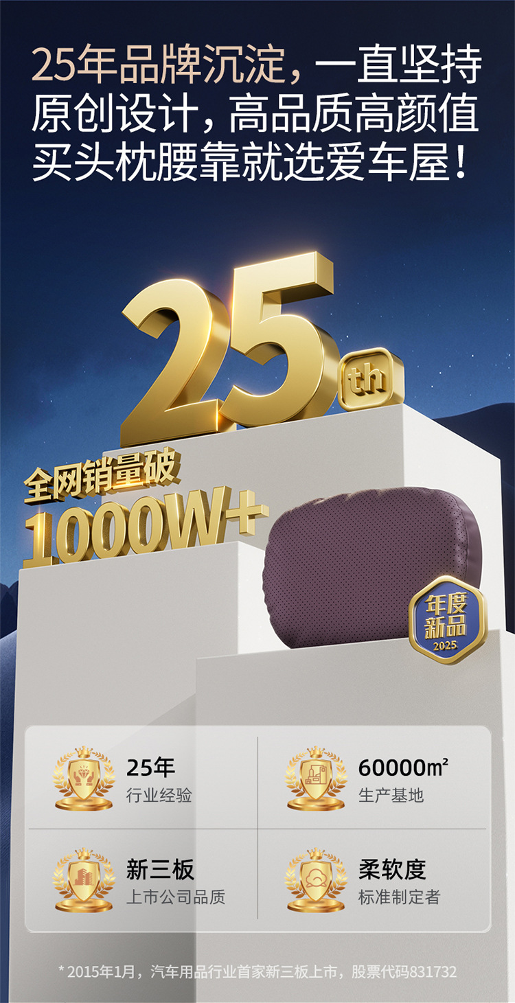 Aichewu Nappa Leather Car Headrest and Lumbar Support, Car Perforated Cushion, Memory Foam Cushion, Car Neck Pillow