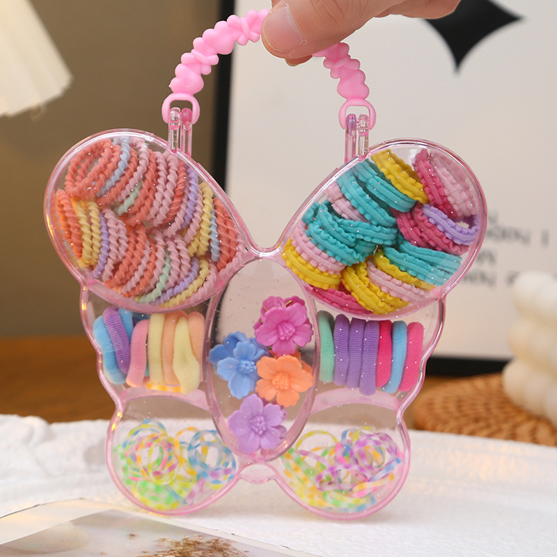 Nuevo niño pequeño princesa bolso anillo de cabello para chicas fresco dulce macarón cabello bonito conjunto de adornamiento para el cabello correa