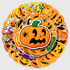 ハロウィーンカボチャ個性クロスボーダー漫画祭り防水卸売装飾スケートボード携帯電話スーツケースステッカー50枚