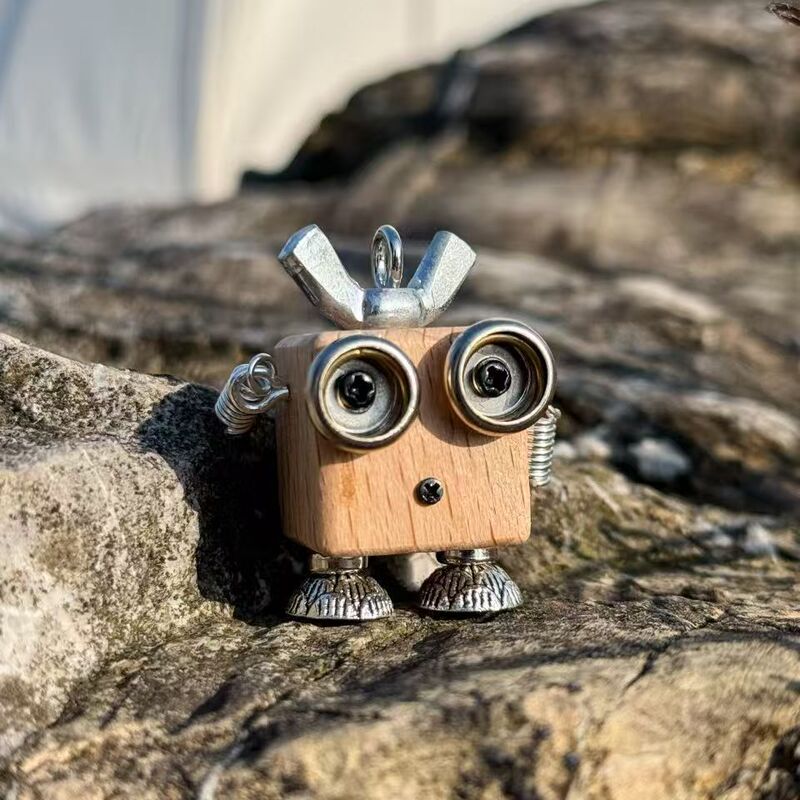 Steampunk Robot Boy Birthday Gift Retro Pendant Car Pendant Stall Wooden Necklace Keychain