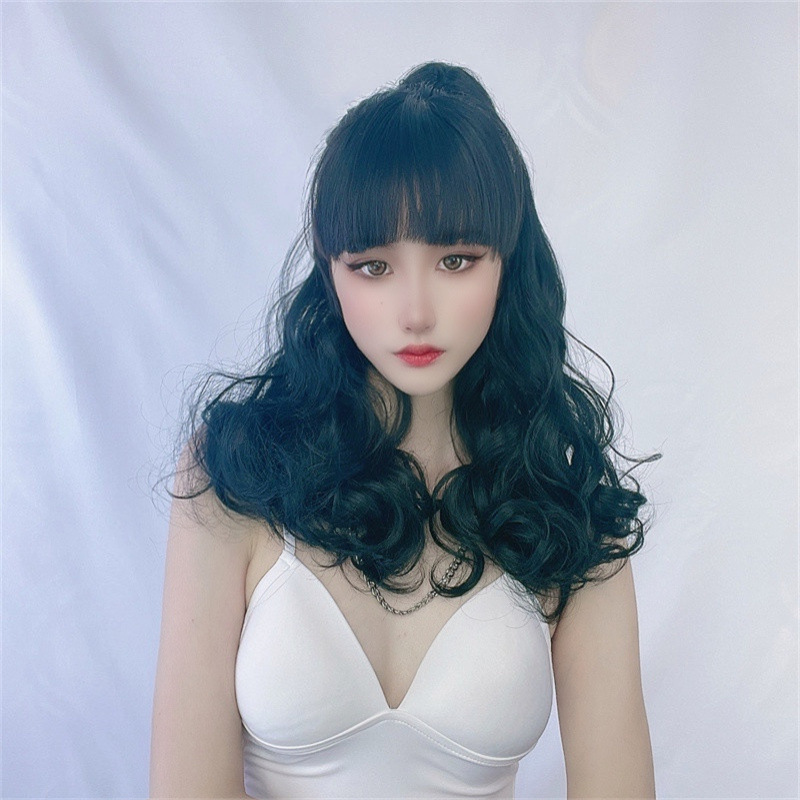 Cola de caballo falsa de las mujeres europeas y americanas de pelo largo rizado pera flor Cola de Caballo Tigre Boca clip transpirable extensión del pelo transfronterizo en stock entrega de una sola pieza