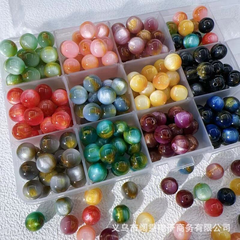 8-12mm Oil Painting Gold Powder Glitter Two-Color Liquid Sand Resin Beads Imitation Cat's Eye Beads DIY Beaded Bracelet Mobile Phone Chain 8-12mm Oil Painting Gold Powder Glitter Two-Color Liquid Sand Resin Beads Imitation Cat's Eye Beads DIY Beaded Bracelet Mobile Phone Chain