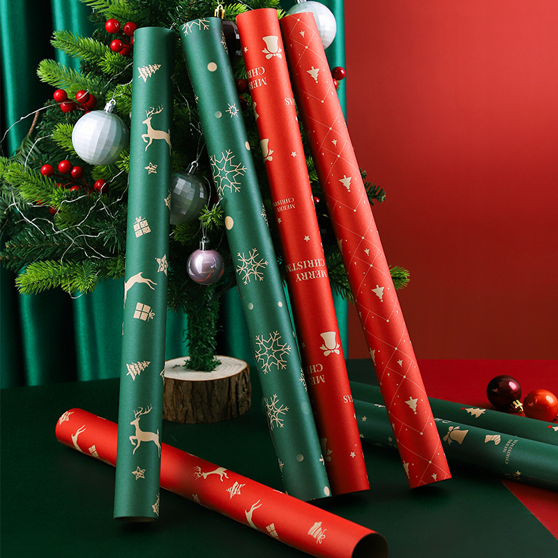 圣诞节鲜花礼盒包装纸礼品礼物牛皮纸圣诞平安夜花艺花束材料用品