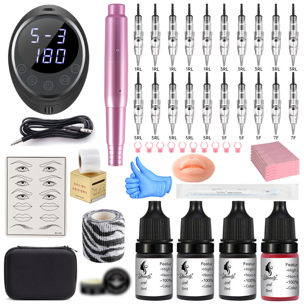 Cross-Border Eyebrow Tattoo Machine Galvanometer Tattoo Machine Set Eyebrow Tattoo Lip Korean Training Semi-Permanent Tattoo Supplies Wholesale