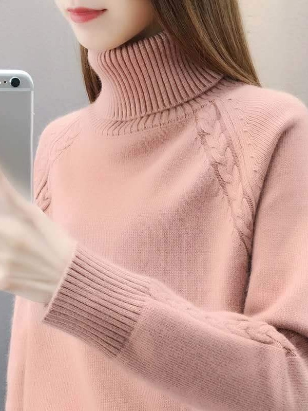 Estilo perezoso cuello alto suéter de las mujeres suelta desgaste exterior 2023 nuevo otoño y el invierno que basa la camisa engrosada top image 4