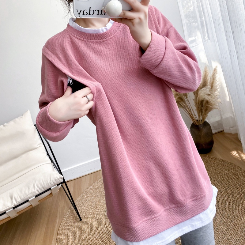 8581 spring and autumn postpartum outerwear nursing clothes out hot mom sweater mid-length top spring and autumn clothing nursing clothes