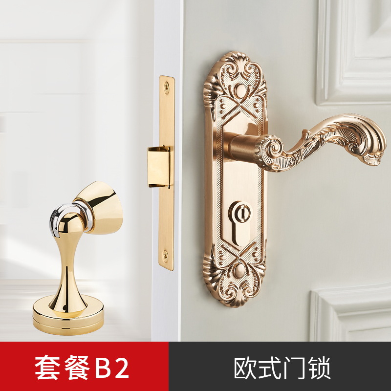 Evergrande PVD oro sola lengua mudo de madera cerradura de la puerta interior dormitorio Hogar Universal habitación puerta cerradura manija de la puerta