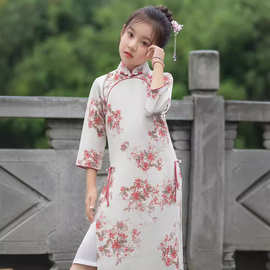 新中式女童改良旗袍裙2024新款儿童演出连衣裙洋气小女孩古风旗袍