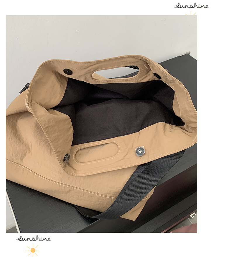 Casual bag women's trendy Oxford fabric large capacity single shoulder large bag wide shoulder strap simple woven tote bag_voghion.com