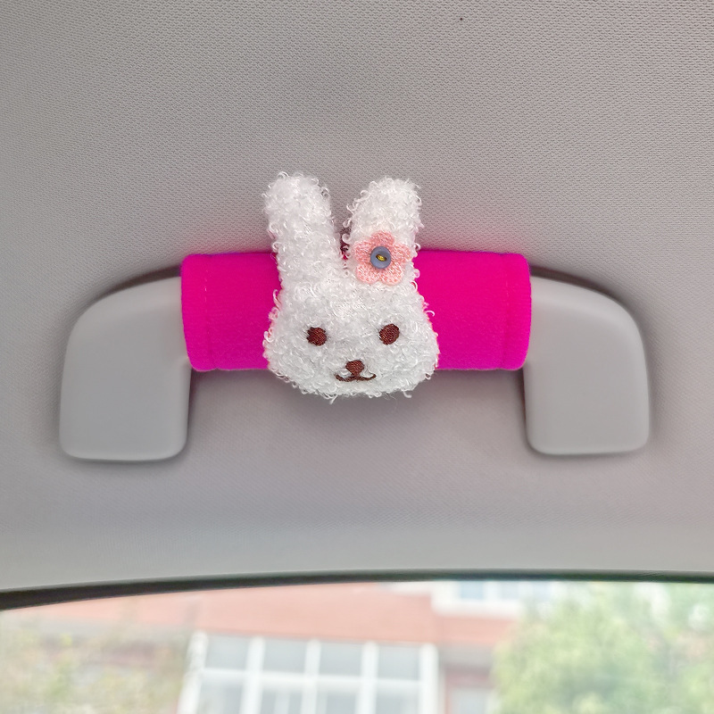 Manuela de automóvil de dibujos animados de peluche pequeño sin hombre y mujer cubierta de manija de puerta interior guante de techo