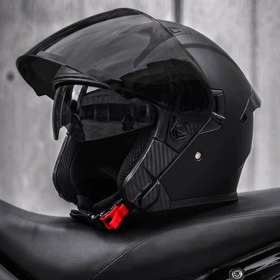 3C certified, three-quarter half helmet for | Motosiklet kaskı (dəbilqə) - matte-black-black-tea-lens-free-high-definition-lens-l58-59-head-circumference