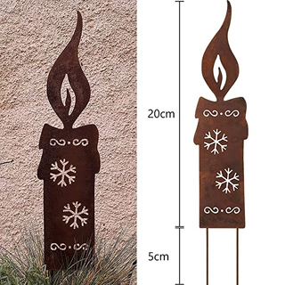 定制Rusty Candles生锈蜡烛剪影圣诞花园金属装饰锈桩地插工艺品